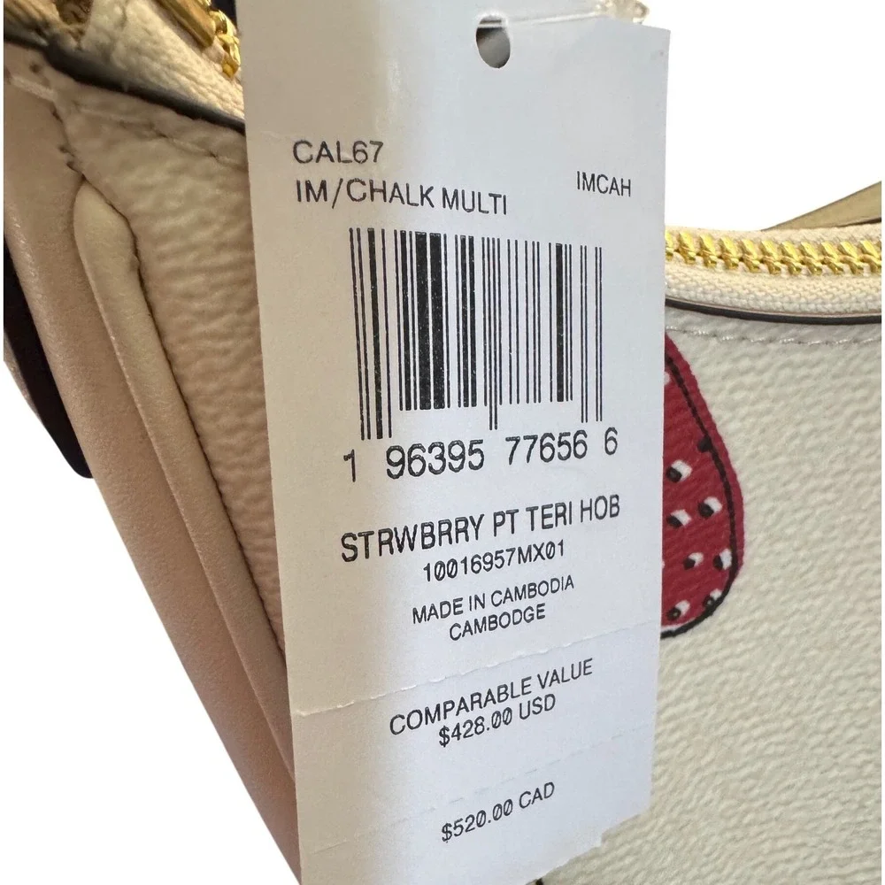Coach Teri Strawberry Hobo Crossbody Adjustable Strap Gold Tone Hardware NWT